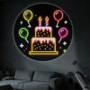 YOTQUULKI Portable Projector Lamp USB Powered Projects Pixel Art Birthday Cake with Balloons for Festive Party Ambiance