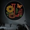 YOTQUULKI Portable Projector Lamp USB Powered with Sunflower Pumpkin Butterfly Berries Leaves Floral Patterns and Nature Accents for Indoor Use