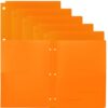 Youngever 6 Pack Heavy Duty Plastic Two Pocket Folders, Binder Dividers with Pocket, 3 Hole Punch Folder with Notches, Binder Folders (Orange)