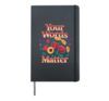 Your Words Matter Retro Flower Design Hardcover Journal, Black