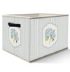 YPZPSJB Blue Hydrangea Storage Bin, Cottagecore Chinoiserie Floral Collapsible Storage Baskets for Girls Dorm Room Decor, Preppy Blue Striped Foldable Basket Box with Handle for Nursery Home Bedroom