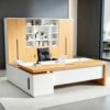 YQMHEZ L Shaped Executive Desk with Storage Cabinet, Wood Office Desk