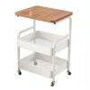 Yqqhrbm Rolling Storage Cart Three Tier Utility Shelf Organizer with Sturdy Iron Structure and Mesh Baskets Wheels with Brakes Suitable for Apartment Dorm Home Office Studio, White