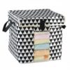 Yqqhrbm Triangle Storage Box Foldable Organizer Container Bin With Clear Window And Lid Cotton Material With Sturdy Side Handles For Easy Carrying suitable, Black Triangle Pattern