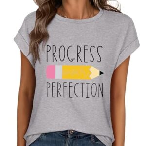 Ytboerly Womens Teacher Printed Tshirt Casual Cap Sleeve Inspirational Teaching Graphic Tees Preschool Teacher Gift Shirt(GR-1,M)