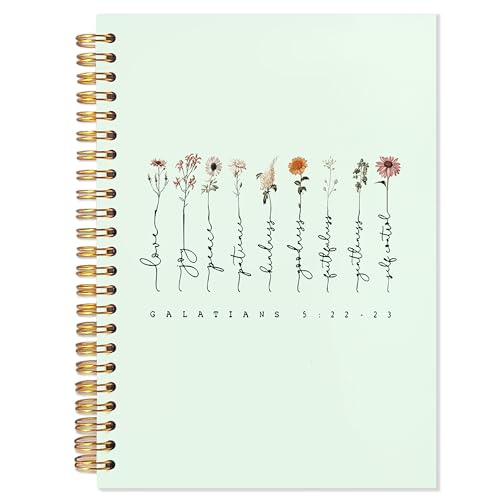 YTRGI Green Christian Journaling Notebook, Galatians 5:22-23 Bible Notebooks for Note Taking, Scripture Journals for Writing, Prayer Journal for Woman, Religious Spiral Notebook 5.5x8.3 Inch