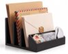 YUMFUN Mail Organizer for Desk 3-Slot, Vertical Letter Holder, 1 pcs Black