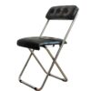 YunJove Folding Seat Folding Chair Padded Chair Upholstered Chair with Soft Tufted Surface and Stable Metal Tubes Flat Folding Storage for Small Homes, Black