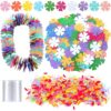 Yunlly 24 Pcs Hawaiian Lei Making Craft Kit Makes 24 Paper Flower Necklace VBS Vacation Bible Sunday Supplies EVA Floral Luau DIY Crafts for Hawaiian Tropical Party Decoration(Flower)