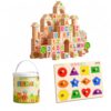 YWJLQH Wooden Build Blocks, DIY Toy Set, Style to 4