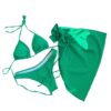 YWLUUOO 3xHalter Triangle-Bathing Wear with Cover Up Skirt, Green M