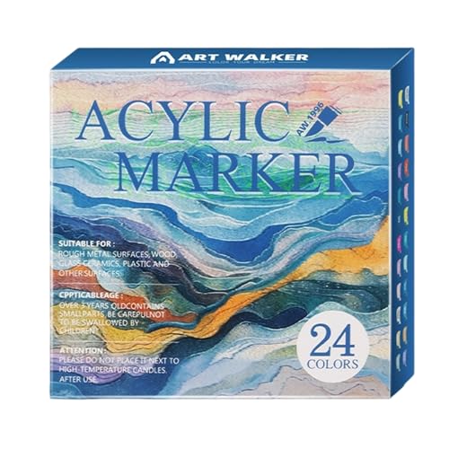 YWLUUOO Marker 12/24 / 36/48 Color Acrylic Paint Pen Brush Tip Marker for Painting on Paper Wood Glass Fabric Metal Stone ABS Art Markers