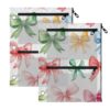 YYZZH Colored Bow Ribbon Pattern Binder Pouches 2 Pack Pencil Pouches For 3 Ring Binder Zipper Pouch 3 Hole Pencil Pouch