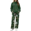 Yzaoxia Christmas Printed Half Zip Pullover Wide Leg Pants Outfit