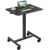 ZACHVO Mobile Standing Desk, Adjustable Height, Rolling Wheels, Brown