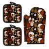 ZAEW Skull Crow Flowers Day of the Dead 4PC Oven Mitts Pot Holders Set