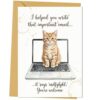 Zalingo Funny Birthday Card for Cat Lovers, Cat, Mother, Cat, Dad, Happy Birthday Gifts Idea for Men, Women, Boyfriend, Girlfriend, with Cat on Laptop Picture