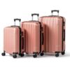 ZEJOROSE ABS Trolley Case 20in 24in 28in 3PCS Suitcase Set Vertical Striped Frosted Case Suitcase Rose Gold