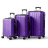 ZEJOROSE ABS Trolley Case 20in 24in 28in 3PCS Suitcase Set Vertical Striped Frosted Case Suitcase Purple