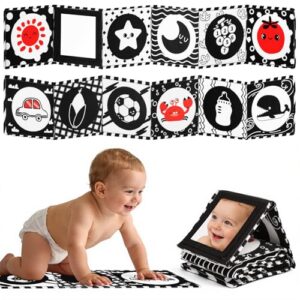 Zendstanding High Contrast Baby Toys for Newborn, Tummy Time Mirror