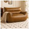 Zentrava Brown Loveseat Faux Leather Bean Bag Sofa