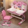 Zephylix Kids Study Desk Chair Set Adjustable Height Cartoon Pattern