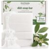 ZeroWastely Natural Dish Soap Bar - Value Pack of 3 Solid Soap Block 16oz - UnScented, Long Lasting, Skin Friendly - Sustainably Made from 100% Organic Ingredients - Plastic Free Dish Soap