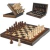 ZEXORA 12 Inch Magnetic Chess Set - Folding Wooden Board, Extra Queens