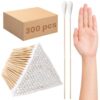 Zhehao 300 Pcs 10 Inch Large Cotton Swabs with Bamboo Handle Oversized Extra Long Cotton Tipped Applicators with Large 1/2" Diameter Ear Swabs for Wound Cleaning, Makeup