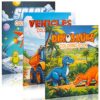 ZICOTO Fun Coloring Books for Kids Set of 3 - Dinosaur, Space & Trucks