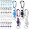 Ziouabaf 24pcs Camping Magnetic Hooks - Neodymium Hooks Set Each Holds 4.5 lbs, Compact Carabiner-Style Hangers for Tents, RVs, Garages, and Home Organization(Black, White, Blue, Purple)