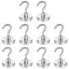 Ziouabaf Heavy Duty Magnetic Hook 180lb, 10 Pack Strong Neodymium Hooks for Cruise Ship Walls, Refrigerator Magnets for Grill & Garage, Cruise Magnetic Hooks for Travel Essentials, Silver 1.42in Base