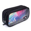 ZIPIT Half & Half Pencil Case, 3-Compartment Aesthetic Zipper Pouch, Black