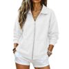 Zip Up Sweatshirt Women No Hood Plus Size Zipper Collared Jacket
