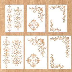 Ziuohaa 6 Pcs Floral Stencils for Painting - Border Stencils for Crafts