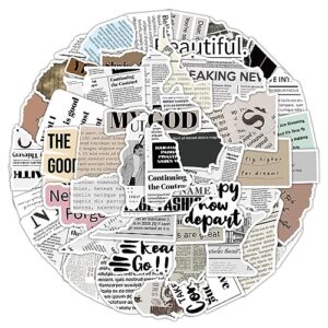 ZJSXINDI Stickers Aesthetic Waterproof Laptop Stickers Decals for Water Bottle Vintage Scrapbook Stickers for Journals Supplies Journal Planners (Newsprint)