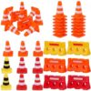 ZKNDRHJO 60Pcs Mini Traffic Cones Set with Fences for Road Building,and Educational Play | Perfect Mini Construction Cones Toys and Essential Construction Party Supplies (60, Three Colors)