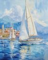 ZMHZMY Paint by Numbers for Teens Paint by Numbers Kits Sailboat,Blue Seascape Paint by Numbers for Adults DIY Oil Painting Kits Pre Printed,40x50cm No Frame