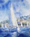 ZMHZMY Paint by Numbers for Teens Paint by Numbers Kits Sailboat,Blue Seascape Art Oil Painting Home Wall Decoration 40x50cm