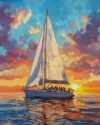 ZMHZMY Paint by Numbers for Teens Paint by Numbers Kits Sailboat,Ocean Landscape Drawing Home Decor 16x20 Inch,Without Frame