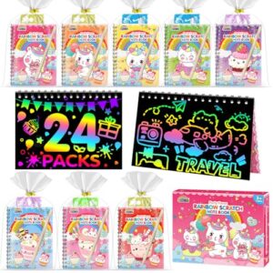 ZMLM 24 Pack Rainbow Art Scratch Notebooks for Kids Birthday Party Favors