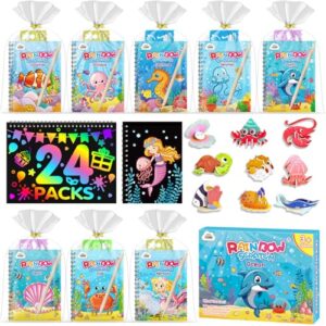 ZMLM 24 Pack Rainbow Art Scratch Notebooks for Kids Birthday Party Favors