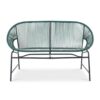 ZOEDO CONDESSA Outdoor Patio Wicker Love SEAT, Green PE Rattan & Iron Frame, Set of 1