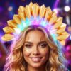 Zoestar Light Up Crown Headband Glow Party Rave Hair Accessories (Gold)