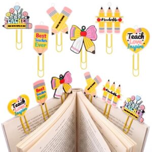 Zomiboo 6 Pcs Teacher Bookmark Gifts, Cute Teacher Paper Clips Bookmarks