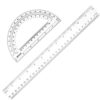 Zonon 2 Pcs 12 Inch Clear Ruler and 6 Inch Plastic Protractor Set, Clear