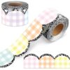 Zonon 65ft Gingham Bulletin Board Border Scalloped Composition Edge Pastel Classroom Decoration for Party Rolling Whiteboard Walls Desks Windows Doors Lockers Schools(Rainbow)