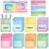 Zonon 75 Pcs Class Jobs Bulletin Board Colorful Class Jobs Pocket Chart Set Teacher's Helper Chalkboard Decor Classroom Bulletin Board Decoration for Back to School(Watercolor Style)