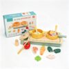 ZQsmgs Wooden Stove Cutting Play Food Set, Role Play Toy
