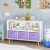 ZRedRoad Bookcase with Fabric Drawers, Toy & Book Storage Organizer (Purple)